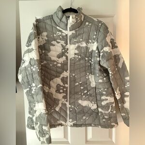 The North Face Thermoball Camouflage Gray and White Puffer Jacket